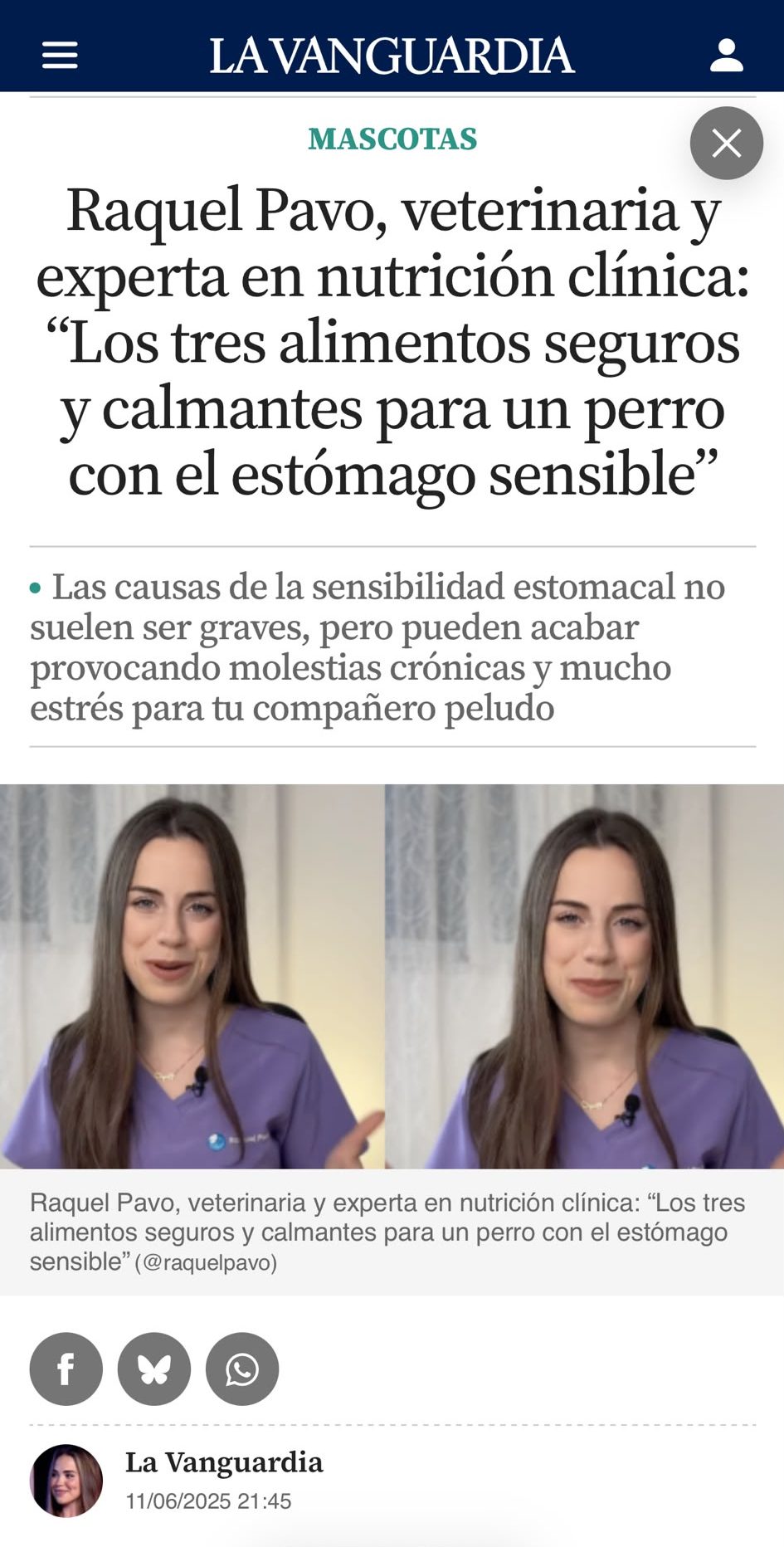 Artículo de prensa sobre Raquel Pavo